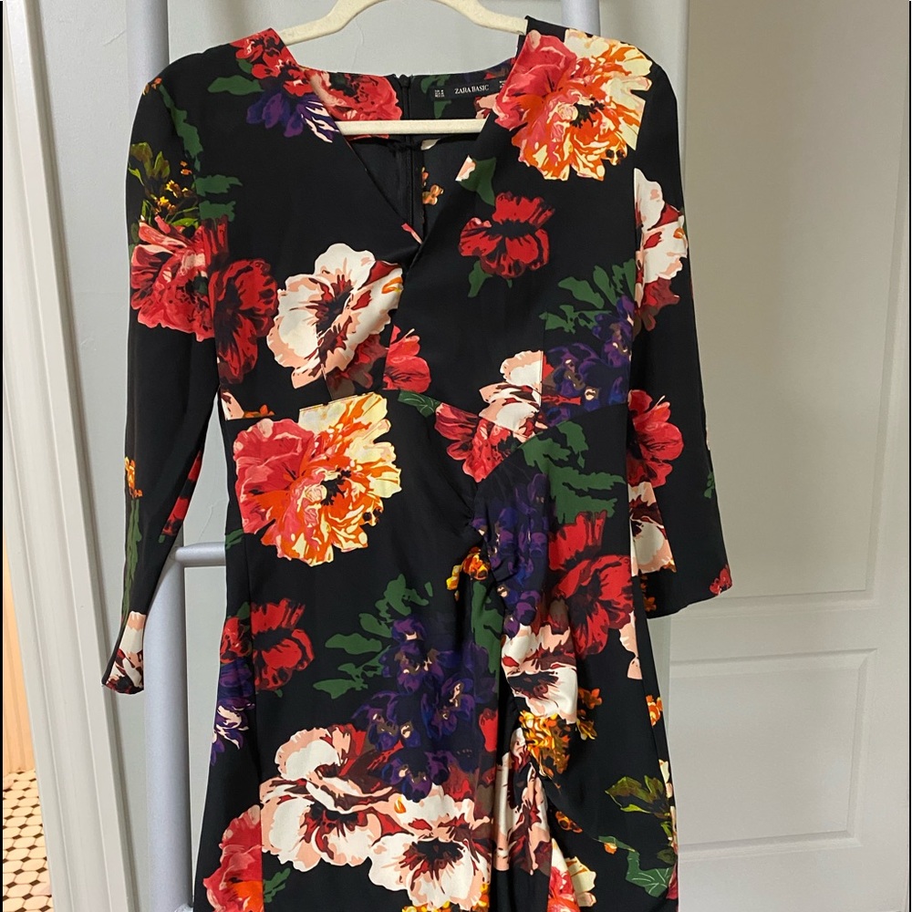 Zara Shoulder Padded Ruffle Dress- Medium